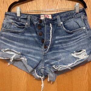 Free People Distressed Denim Shorts